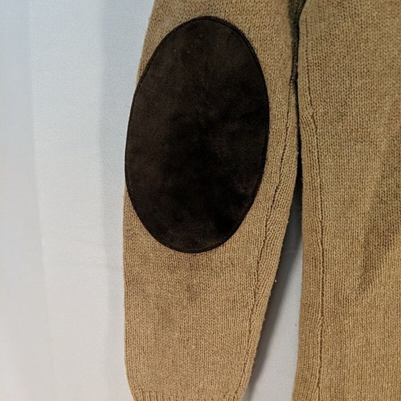 Polo Ralph Lauren Merino Wool Cashmere Sweater Pullover XS Tan Beige Elbow Patch - Picture 10 of 16